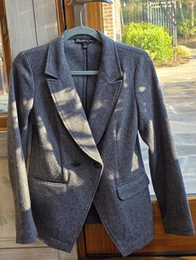 Elizabeth & James Gray Wool Blazer Tailored Jacket Classic S